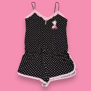 Betty Boop Y2k Style Polka Dot Pink Dainty Ruffle Lace Sleepwear Romper Size M